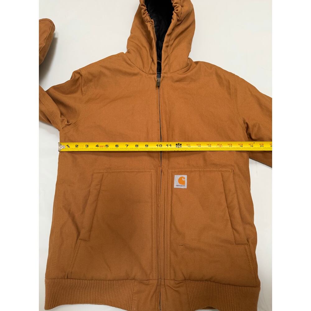 Carhartt Quilted Lined Hooded Jacket Boys Size Large (14-16) Tan Vintage Cotton - Picture 6 of 16